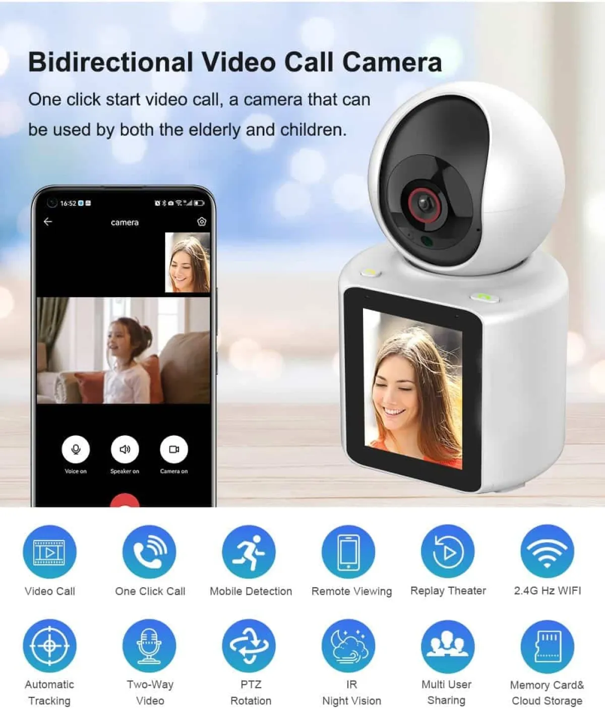 Wifi Nanny Camera With Screen | 1080p HD Two-Way Video & Audio | Baby/Pet Monitor | V380 App | Night Vision in Kenya