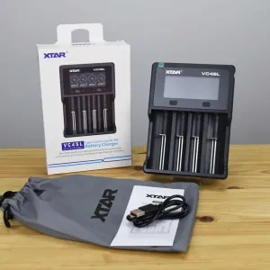 XTAR VC4SL Charger: 4-Bay USB-C Fast 3A Charger for 18650, 21700, AA, AAA & More | LCD, Capacity Test | Flashlights, Vaping, DIY