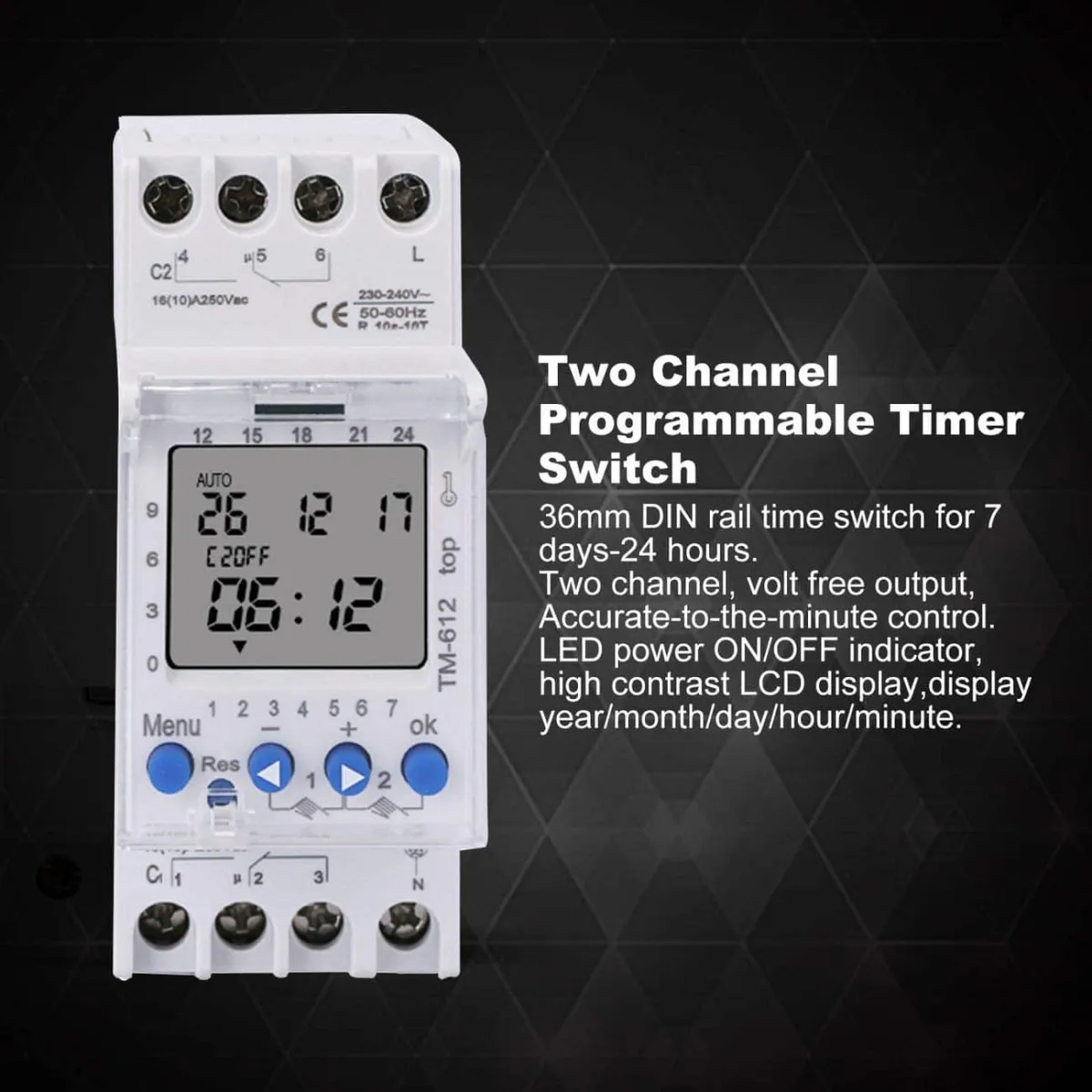 ManHua MT822 Astronomical Timer Switch, 2 Relay, 240V 16A