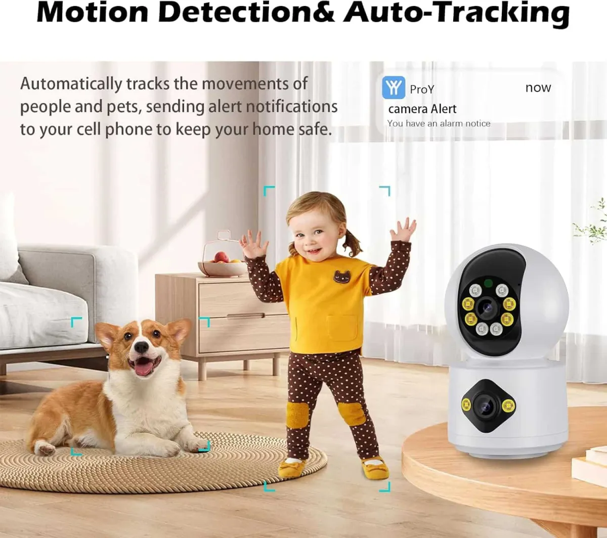 icSee Dual Lens WiFi Baby Monitor Camera, 6MP, Color Night Vision