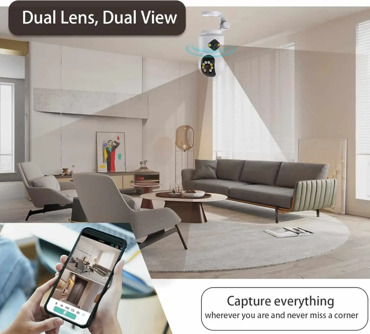 icSee Dual Lens 6MP Wifi Baby Monitor - Color Night Vision, 2-Way Talk, Human Detection, iCsee App, 24/7 Recording in