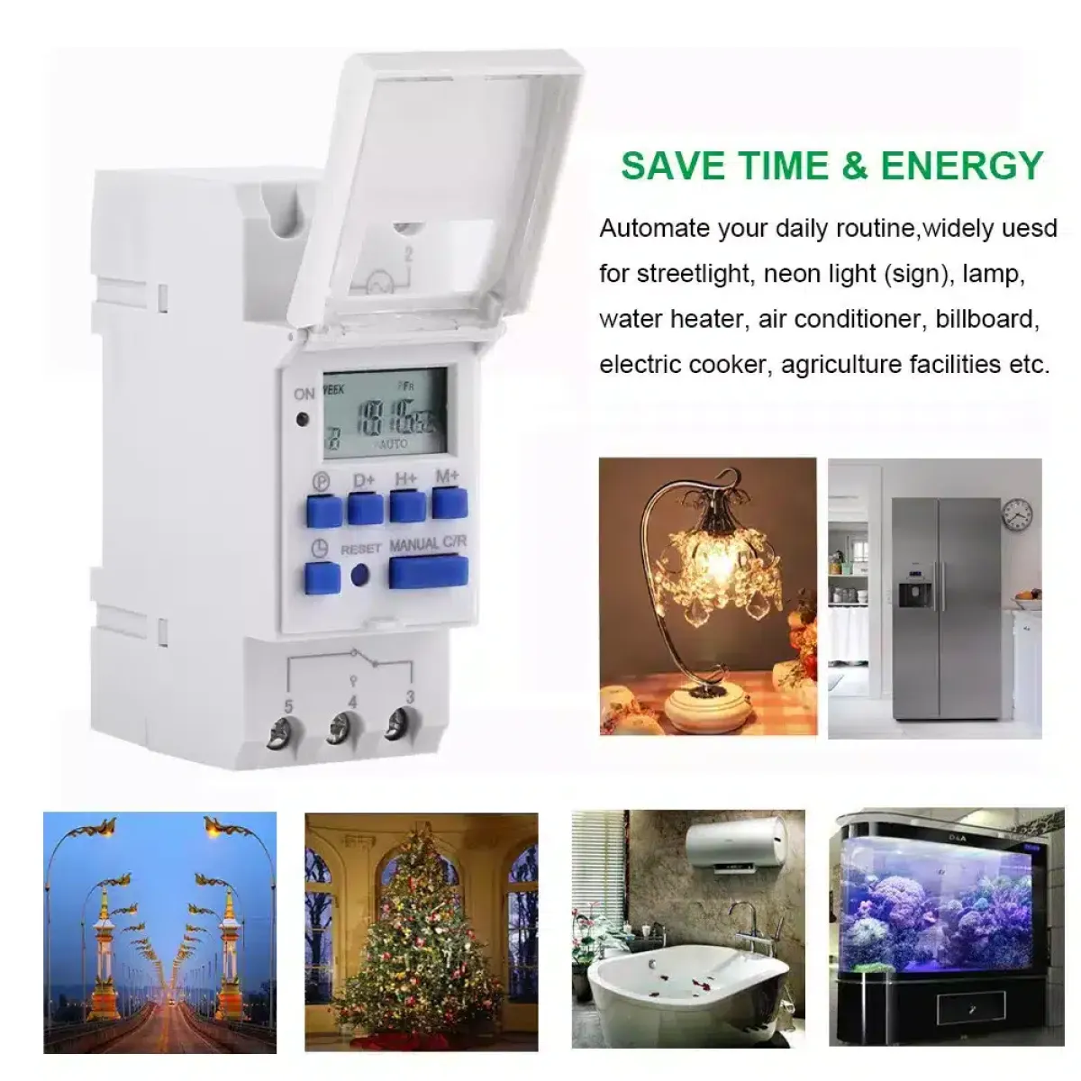 ManHua MT15 Digital Timer Switch - 16A Dual Control Relay for Lights, Fridges, Security Systems - Weekly/Daily