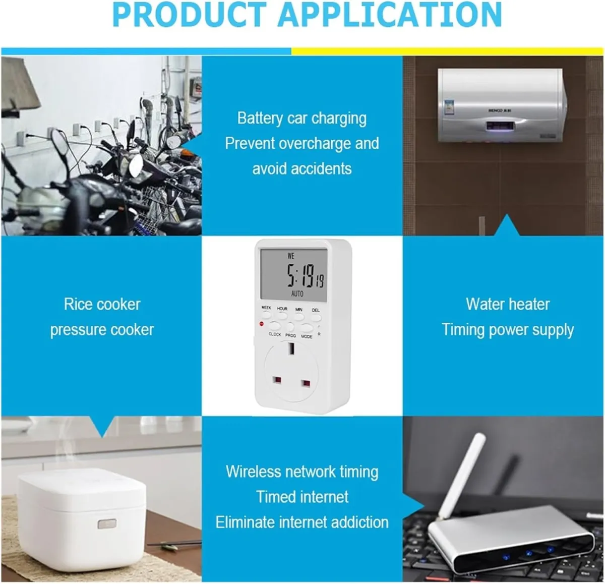Manhua MET-UK 16A Timer Plug, Plug and Play, No Wiring Needed