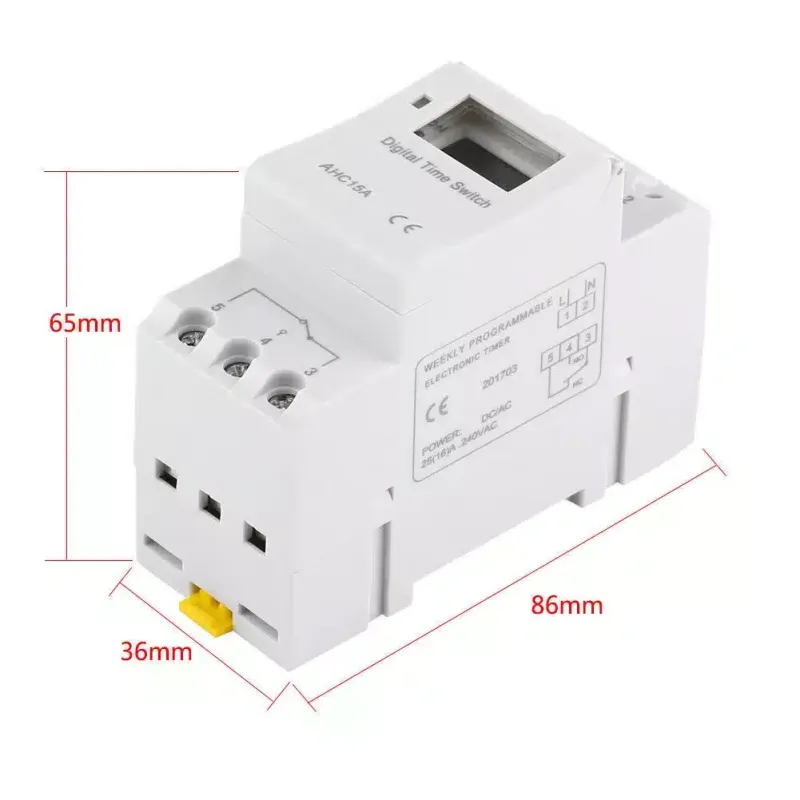 ManHua MT15 Digital Timer Switch - 16A Dual Control Relay for Lights, Bells, Fridges, Security Systems - Weekly/Daily
