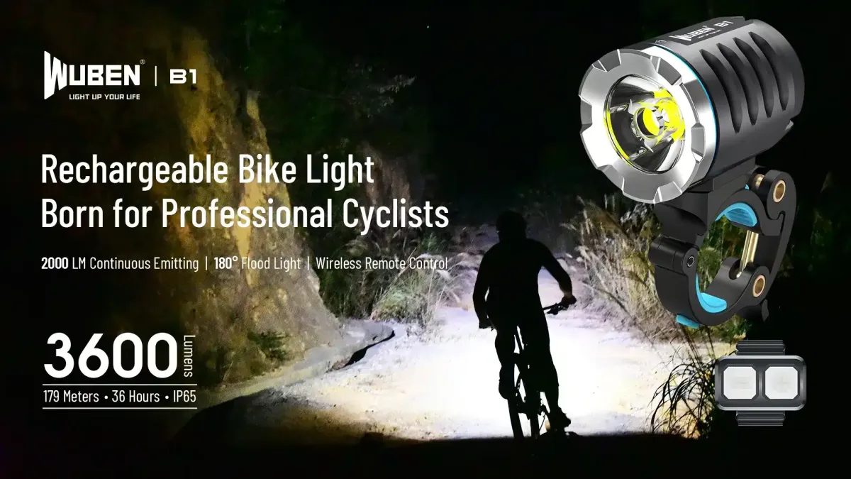WUBEN B1 Bicycle Light: 3600 Lumens, 179m Beam, IP65 Waterproof, Remote | MTB & Road Cycling in Kenya