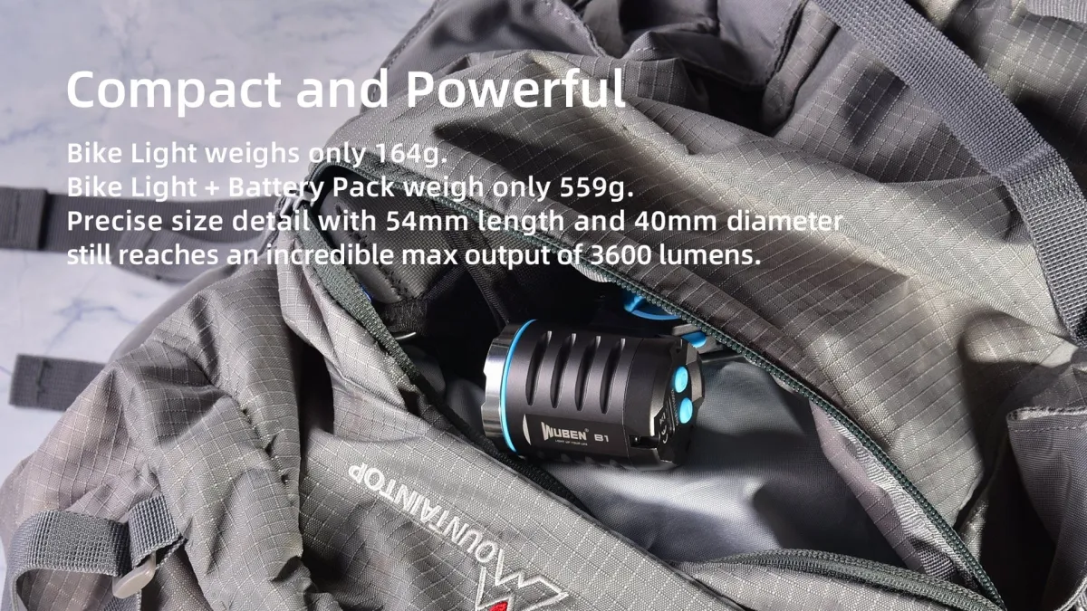 WUBEN B1 Bicycle Light: 3600 Lumens, 179m Beam, IP65 Waterproof, Remote | MTB & Road Cycling in Kenya
