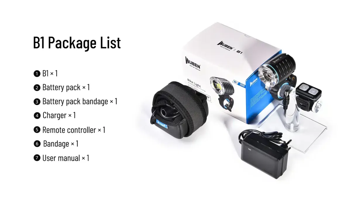 WUBEN B1 Bicycle Light: 3600 Lumens, 179m Beam, IP65 Waterproof, Remote | MTB & Road Cycling in Kenya