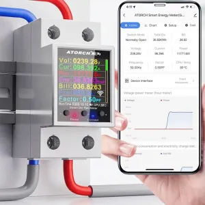 Atorch GR2PWS WiFi Smart Energy Meter | Tuya App | 100A 32kW | Real-time Monitoring and Auto-Off for Rentals and Home Saving
