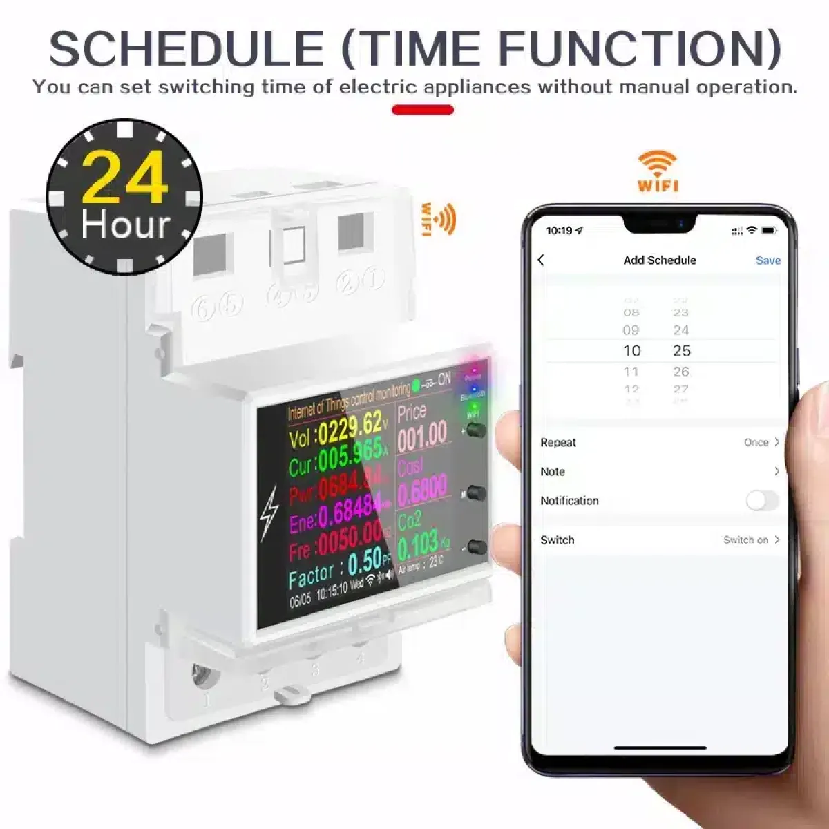 Atorch AT4PW WiFi Smart Energy Meter, 100A, Remote Switching