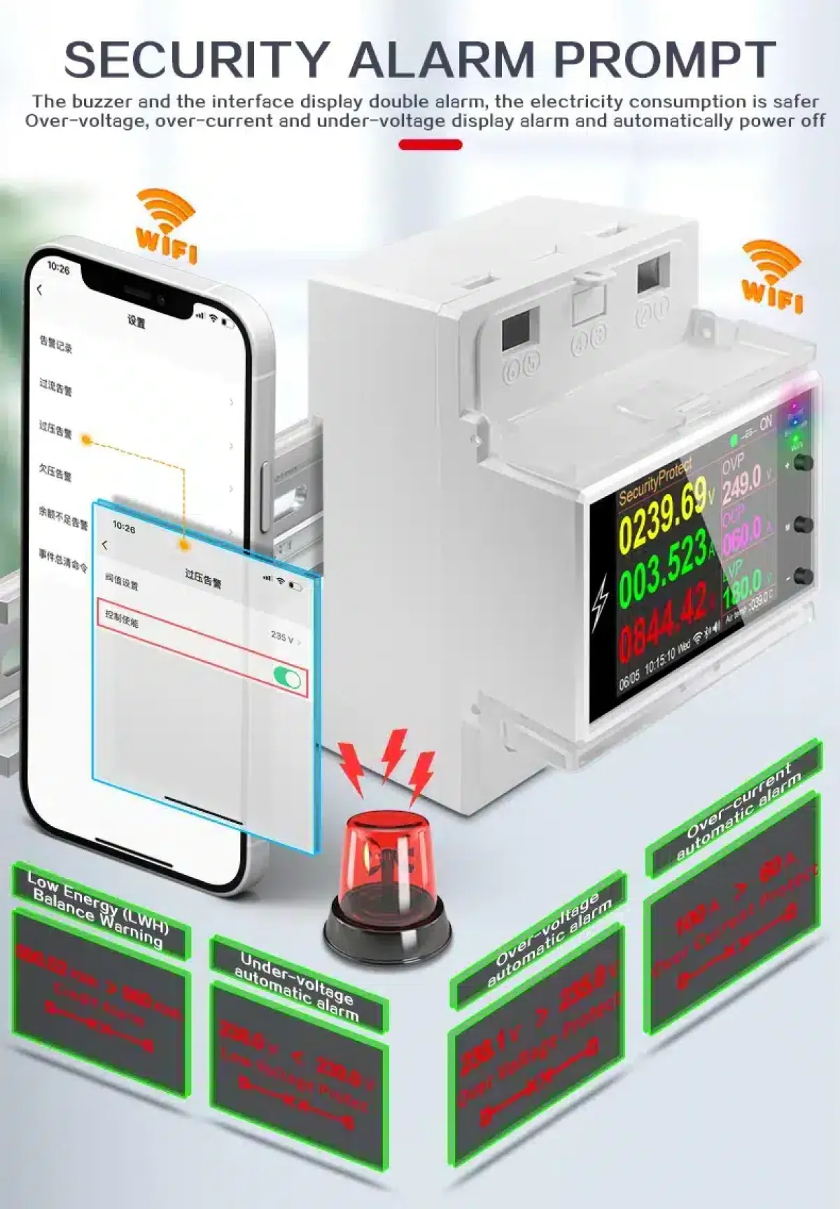 Atorch AT4PW WiFi Smart Energy Meter, 100A, Remote Switching