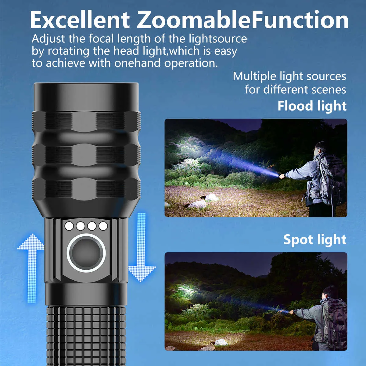 OSRAM 1KM flashlight, beam demonstration
