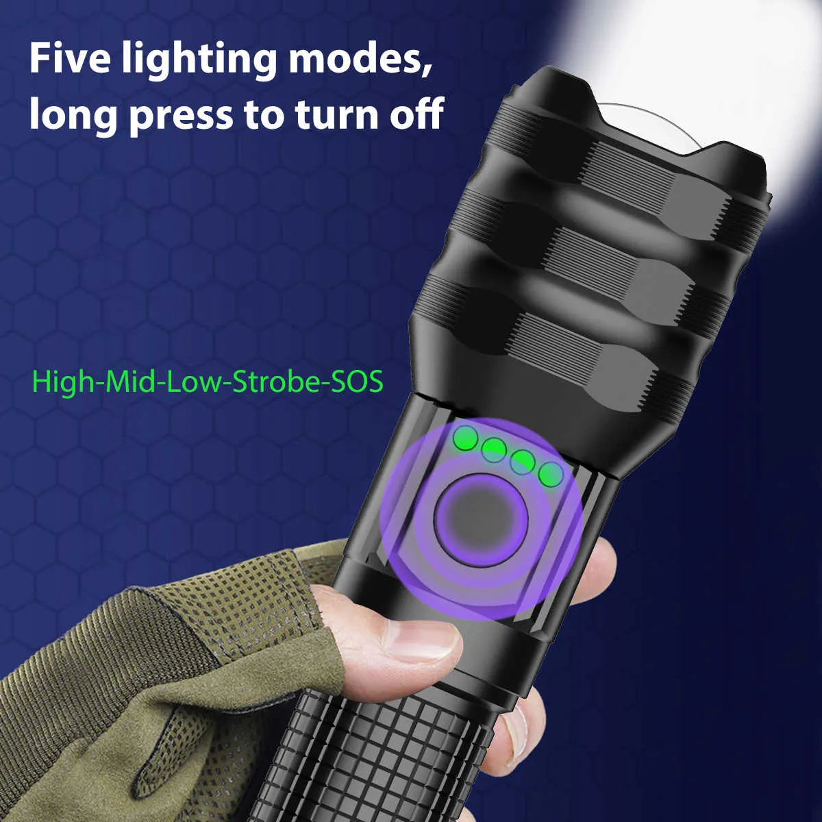 OSRAM 1KM Zoomable Flashlight – 1000m Beam, Rechargeable, 6 Modes, Aircraft-Grade Aluminum, IPX44 Waterproof for