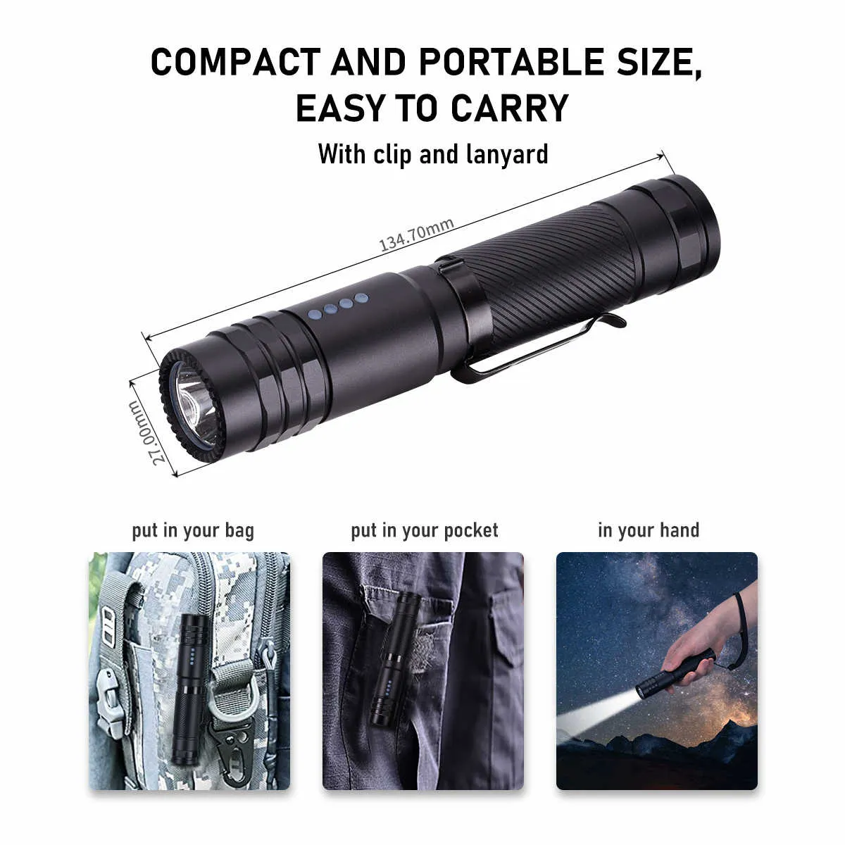 Peetpen L28 Flashlight: 1500lm, 200m Beam, Waterproof, Rechargeable EDC Torch for Camping & Emergencies in Kenya