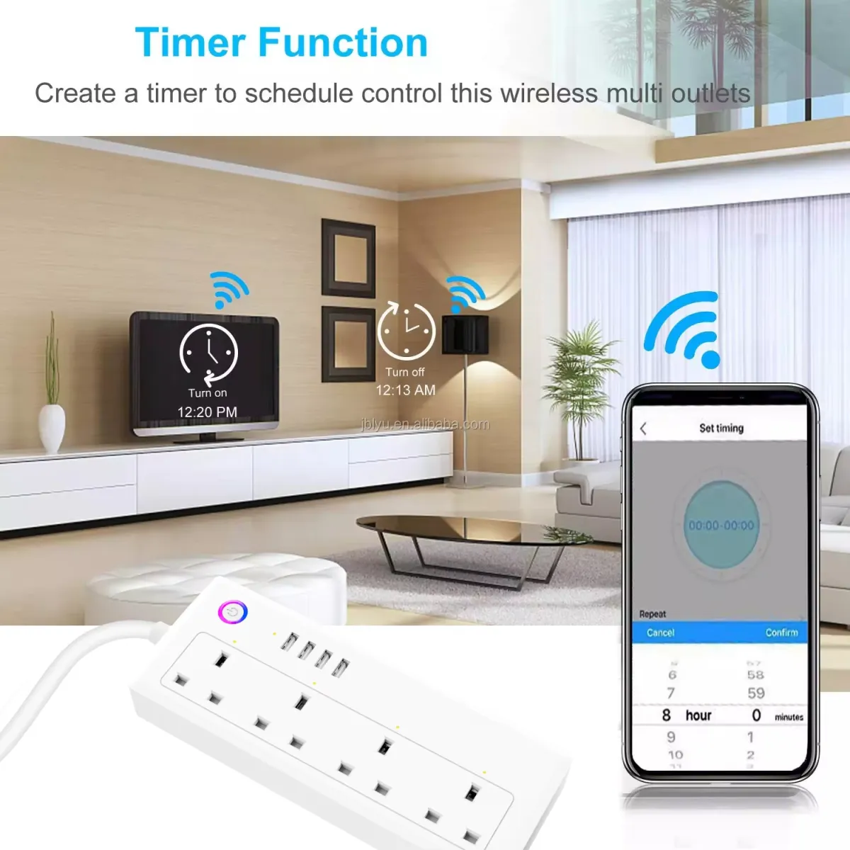 Tuya Smart Power Extension Strip, 4 AC and 4 USB Ports, WiFi