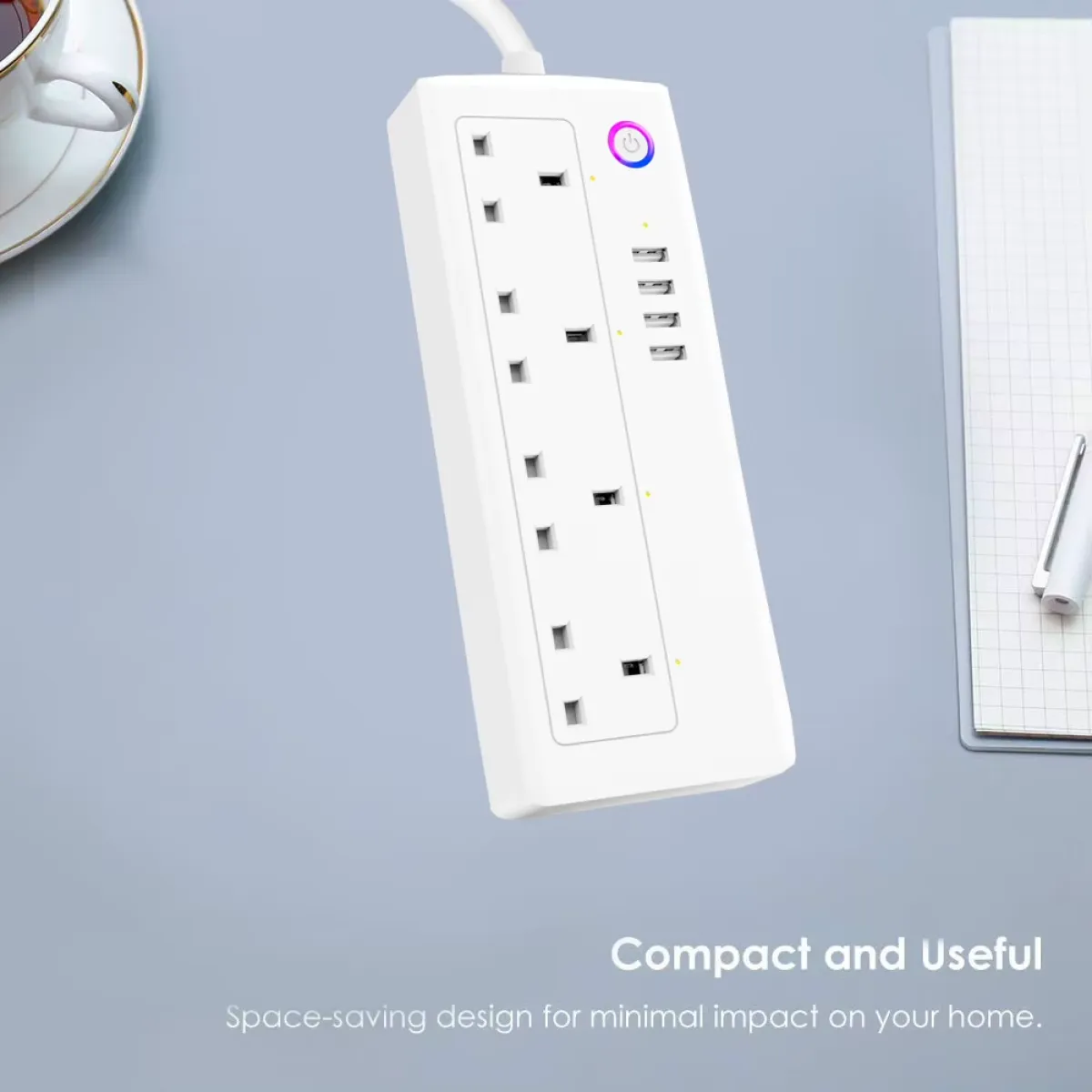 Tuya Smart Power Extension Strip, 4 AC and 4 USB Ports, WiFi