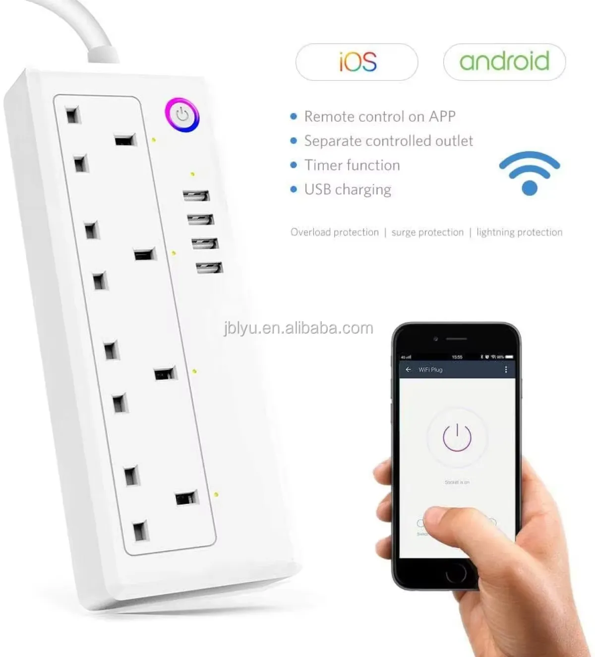 Tuya Smart Power Extension Powerstrip: 4 AC+4 USB Ports | Wi-Fi App/Voice Control, Schedules, Energy Monitor - Automate