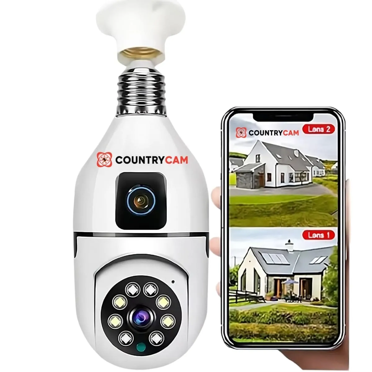 V380 Bulb Camera, 5MP Dual Lens, E27 Socket Mount