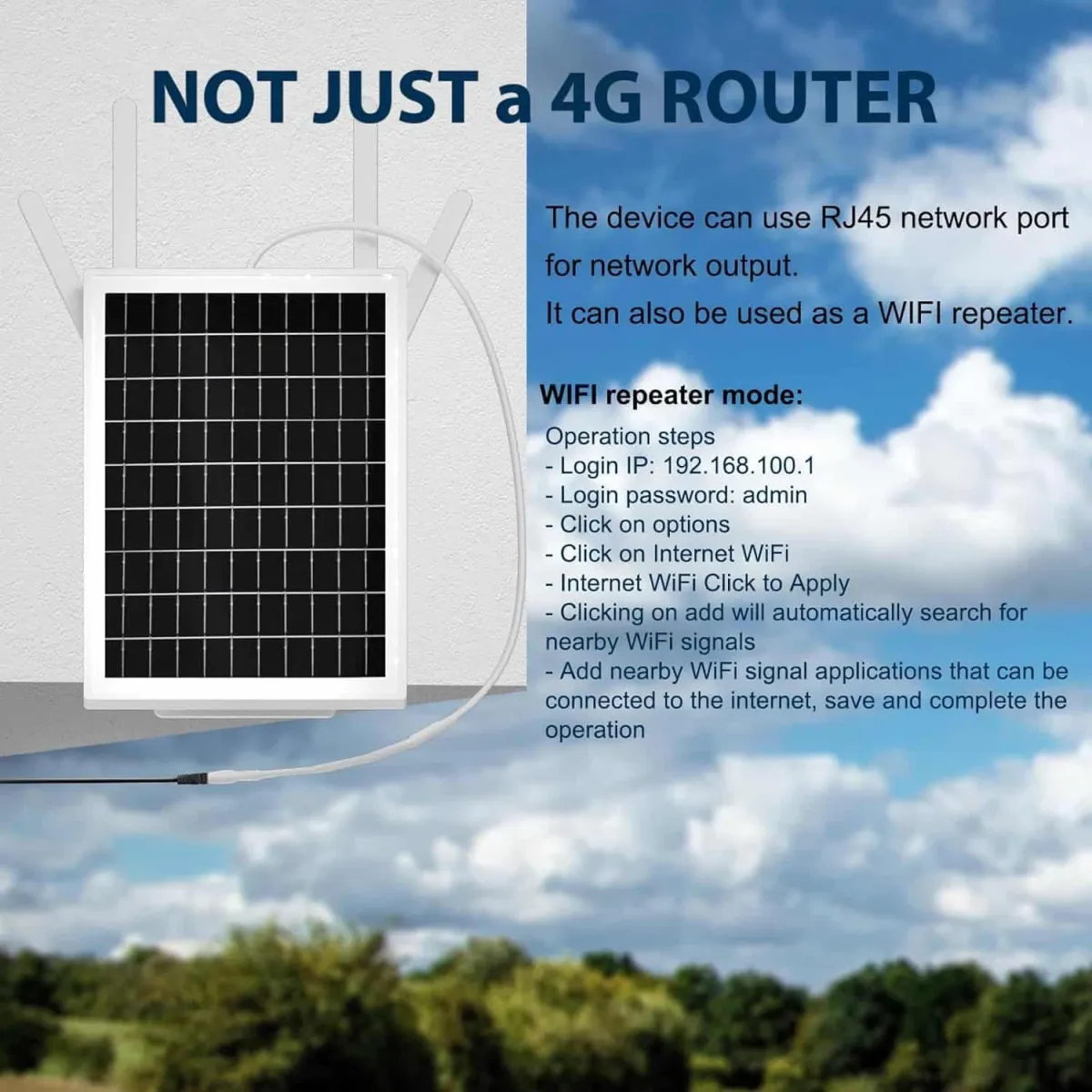 Solar 4G/WiFi SIM Router, 25600mAh Battery, Outdoor Rated