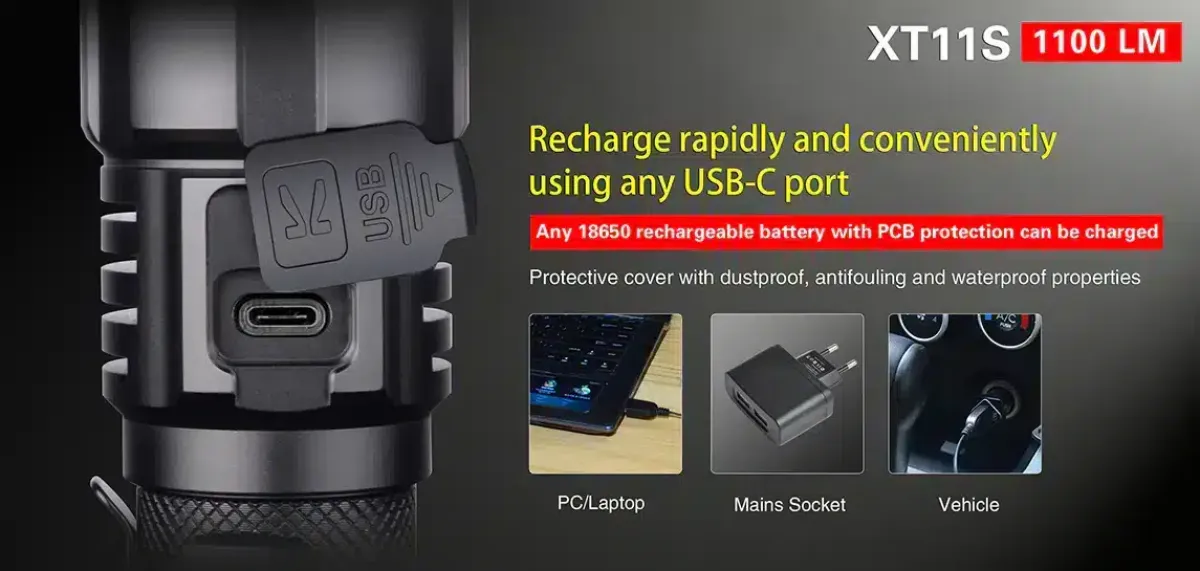 Klarus XT11S flashlight, belt carry
