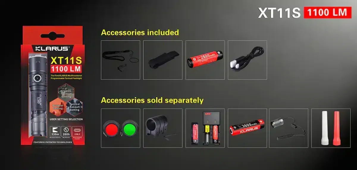 Klarus XT11S flashlight, additional view