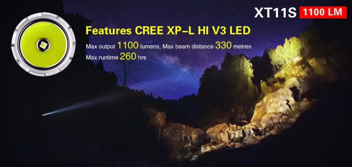 Klarus XT11S flashlight, beam demonstration