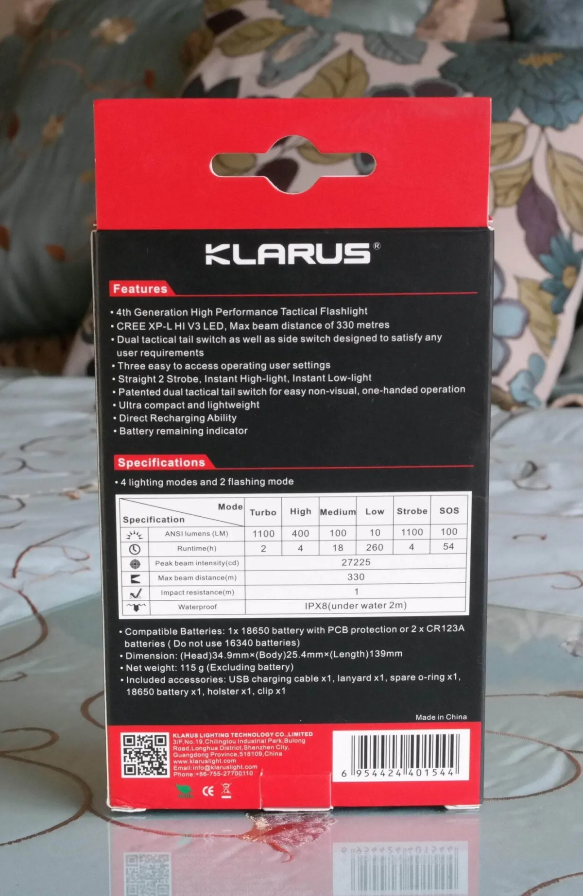 Klarus XT11S: 330m (1082ft) Tactical Flashlight | 1100 Lumens, Waterproof, Rechargeable, Durable | Ideal for Security,