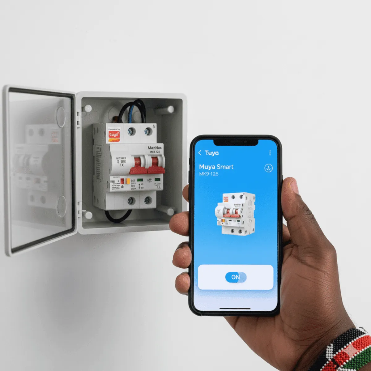ManHua MK9-125 Motorized Smart Breaker | Tuya 2P 32A Wi-Fi Circuit Control | Alexa/Google | Remote On/Off, Schedules,
