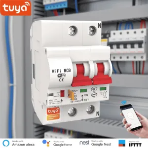 ManHua MK9-125 Motorized Smart Breaker | Tuya  2P 32A Wi-Fi Circuit Control | Alexa/Google | Remote On/Off, Schedules, Alerts | Smart Home and Office Automation