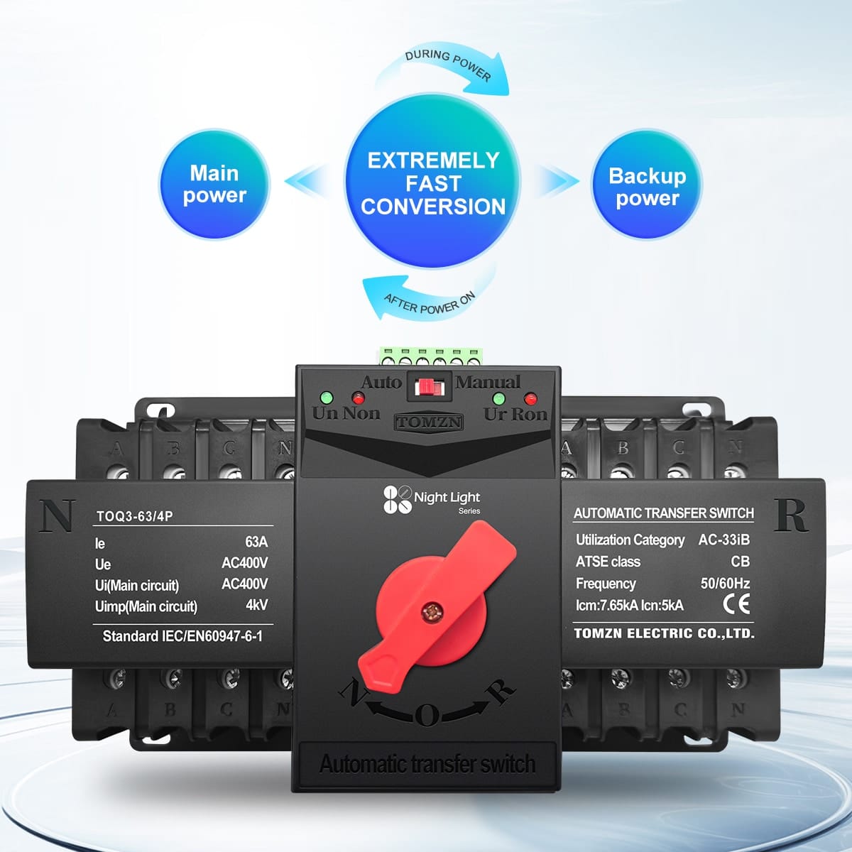 TOMZN TOQ3-125 125 Amp 230/400 Volt Automatic Transfer Switch | Reliable Generator/Inverter ATS in Kenya