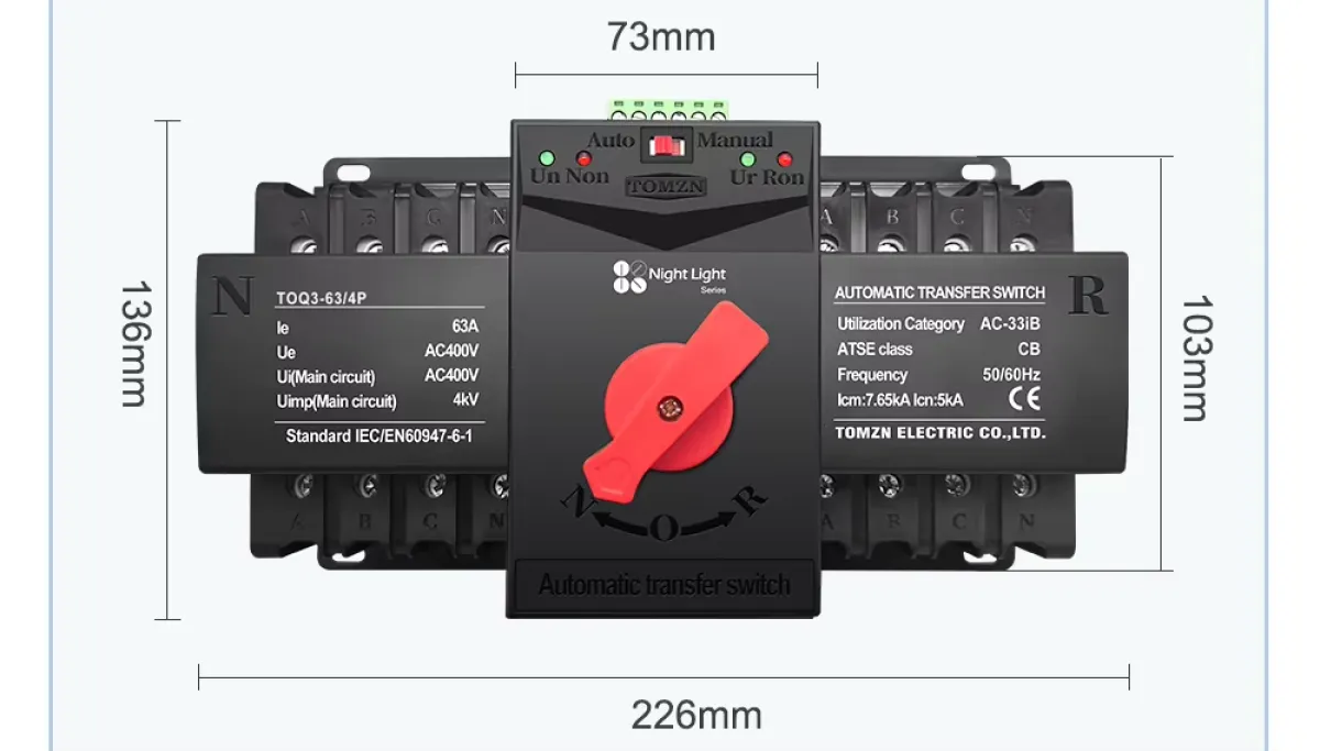 TOMZN TOQ3-125 125 Amp Automatic Transfer Switch