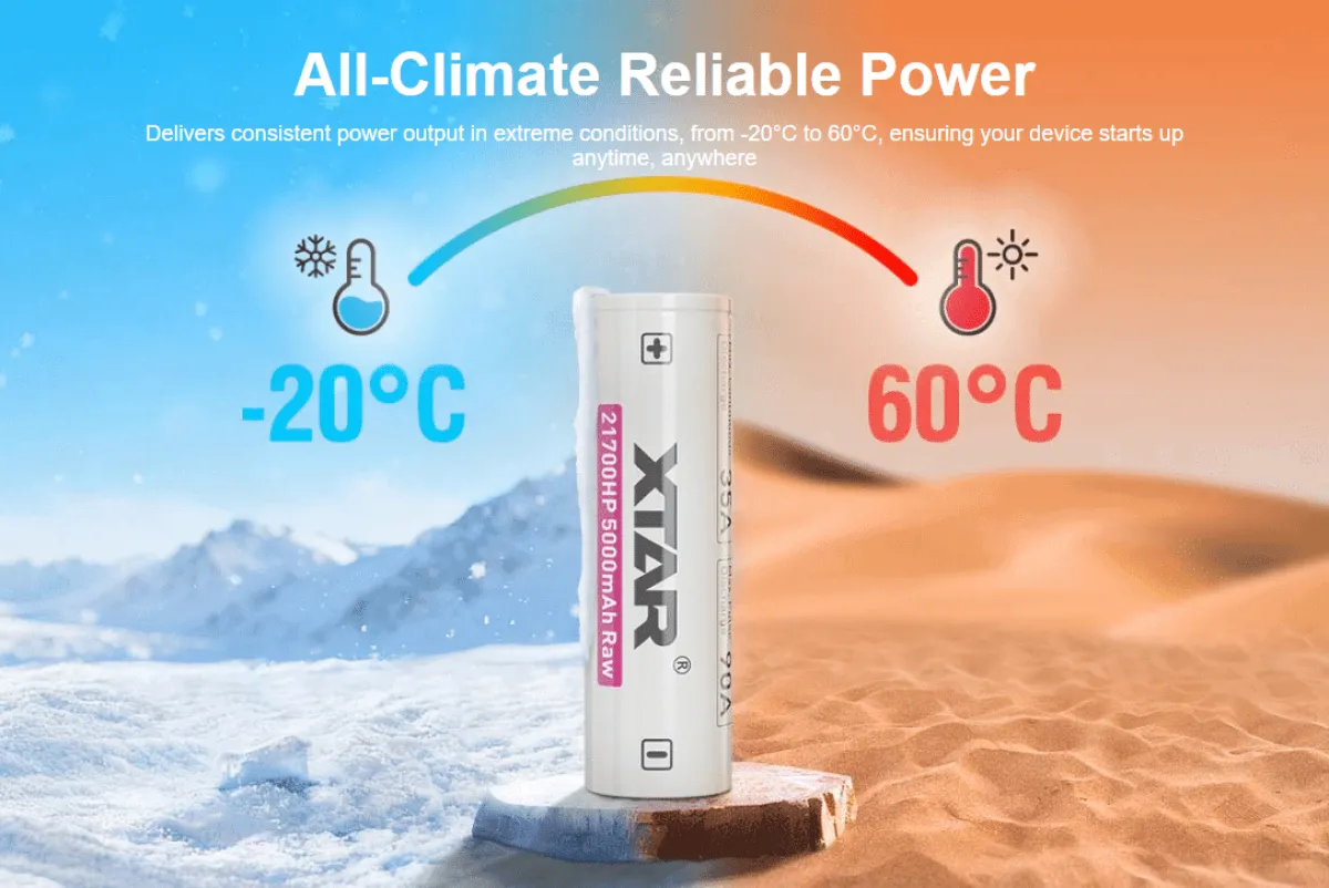 XTAR 21700 5000mAh 35–90A Flat-Top Battery(RAW) for Flashlights, Vapes & High Drain Devices in Kenya