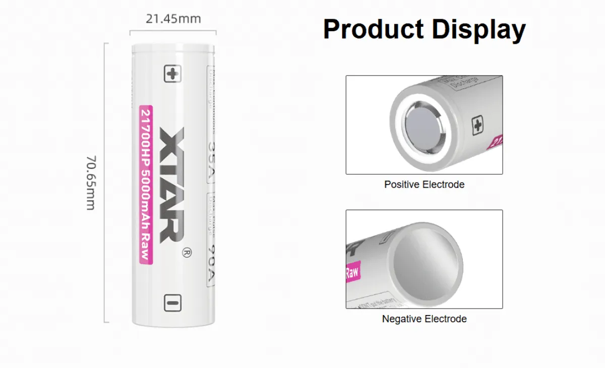 XTAR 21700 5000mAh 35–90A Flat-Top Battery(RAW) for Flashlights, Vapes & High Drain Devices in Kenya