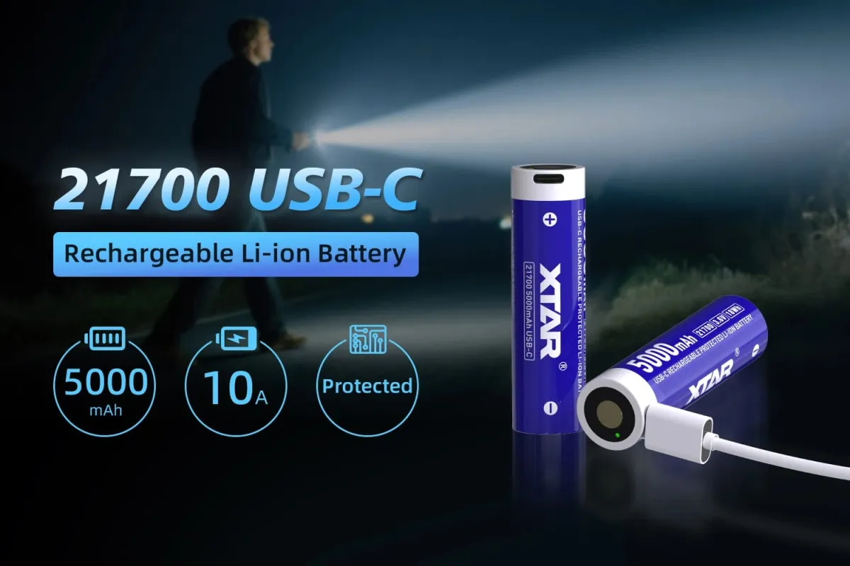 XTAR 21700 5000mAh Flat-Top Battery – USB-C Input, Ideal for Flashlights e.t.c in Kenya