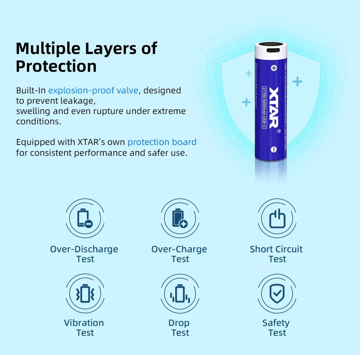 XTAR 21700 battery, additional view