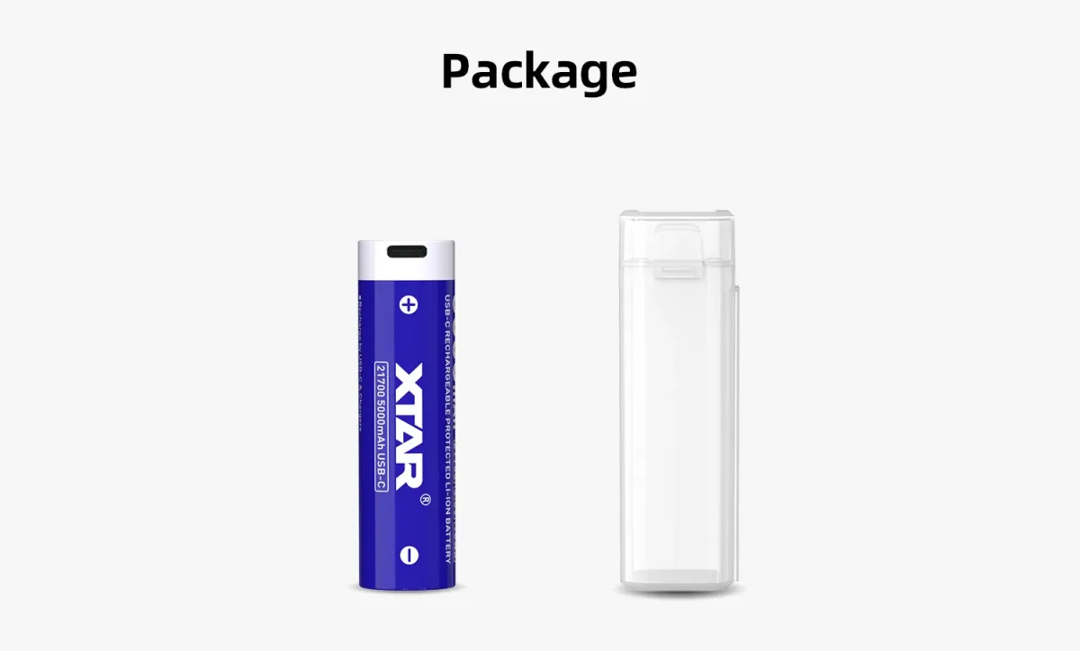 XTAR 21700 battery, additional view
