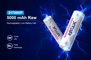 XTAR 21700 5000mAh 35–90A Flat-Top Battery(RAW) for Flashlights, Vapes & High Drain Devices