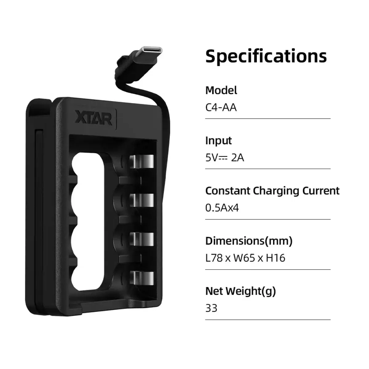 XTAR C4‑AA Charger 4 bays — Type C in Kenya