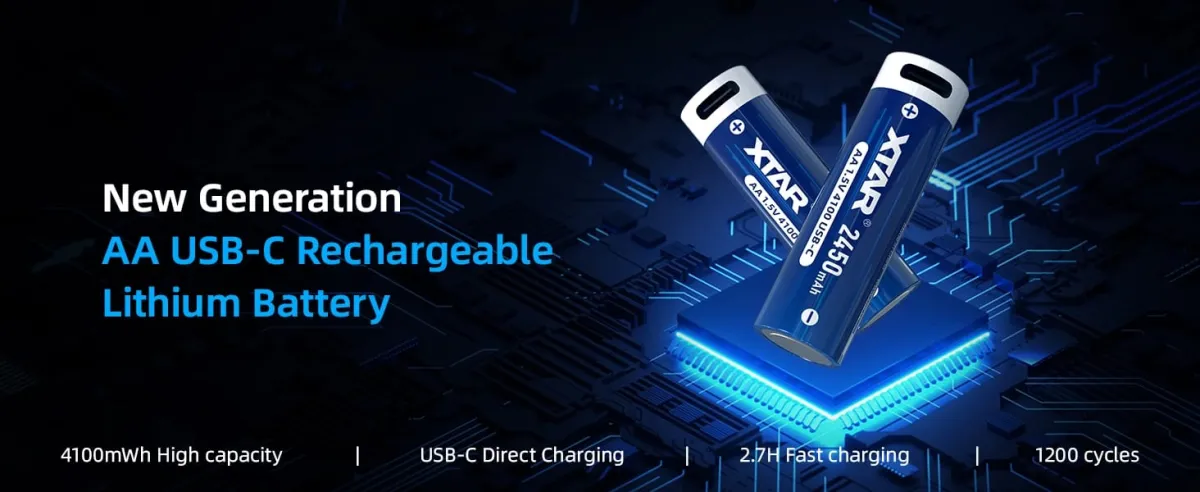 XTAR AA rechargeable battery with built-in USB-C, 4-pack