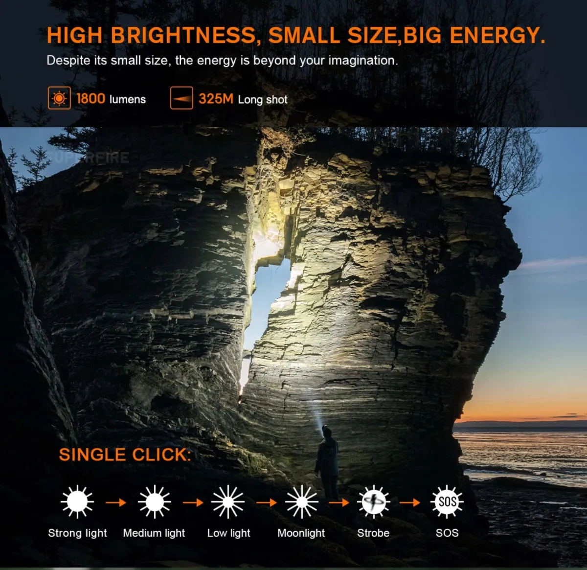 SUPERFIRE TL01-X flashlight, size comparison