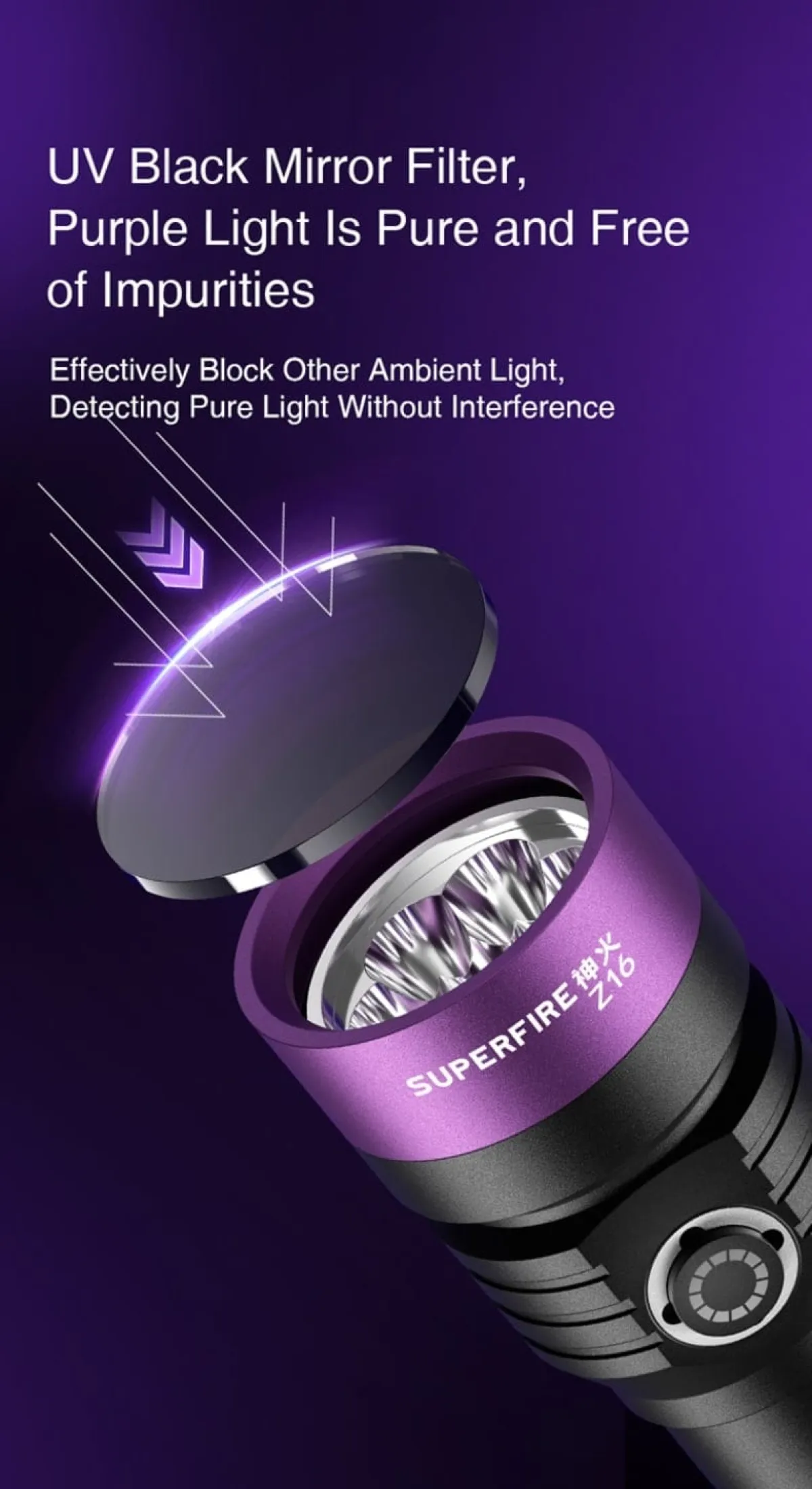 Superfire vZ16 UV torch, additional view