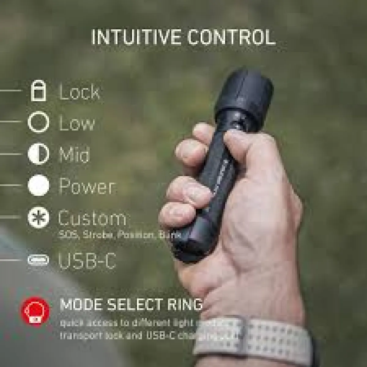 Ledlenser P7R Signature flashlight showing focus system