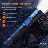 SUPERFIRE J6 LED Flashlight | 480LM 200m Range Type-C Charging 18650 Battery Aluminum Alloy Tactical Torch - photo 5
