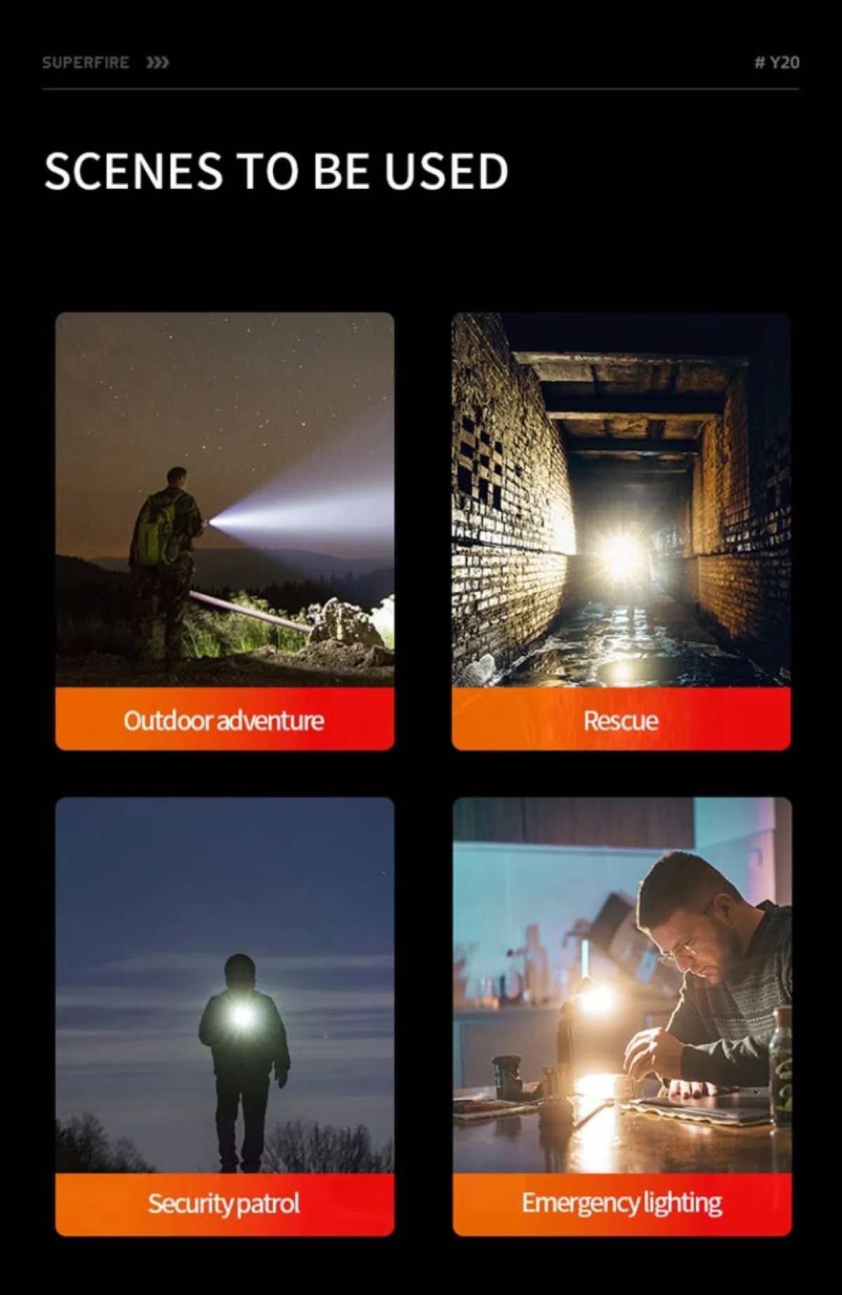 SUPERFIRE Y20 Long Range Zoomable Flashlight in Kenya