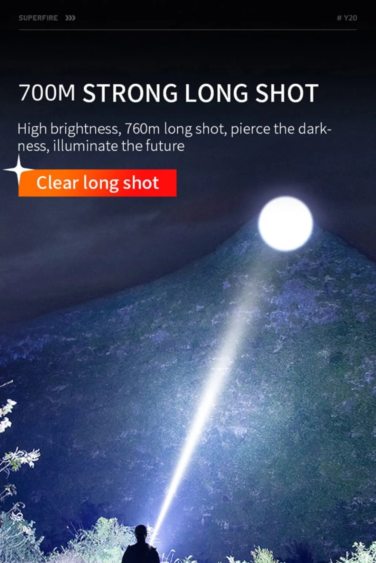 SUPERFIRE Y20 Long Range Zoomable Flashlight in Kenya