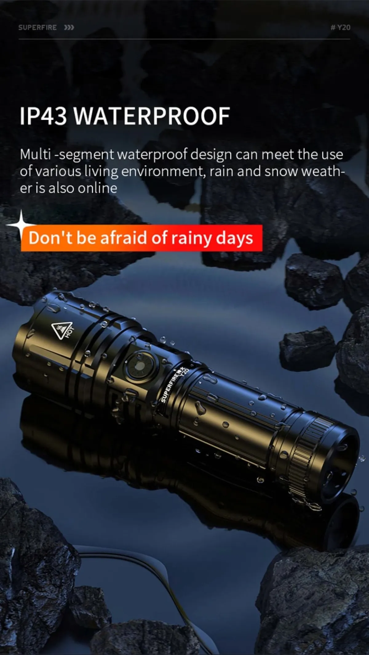 SUPERFIRE Y20 Long Range Zoomable Flashlight in Kenya