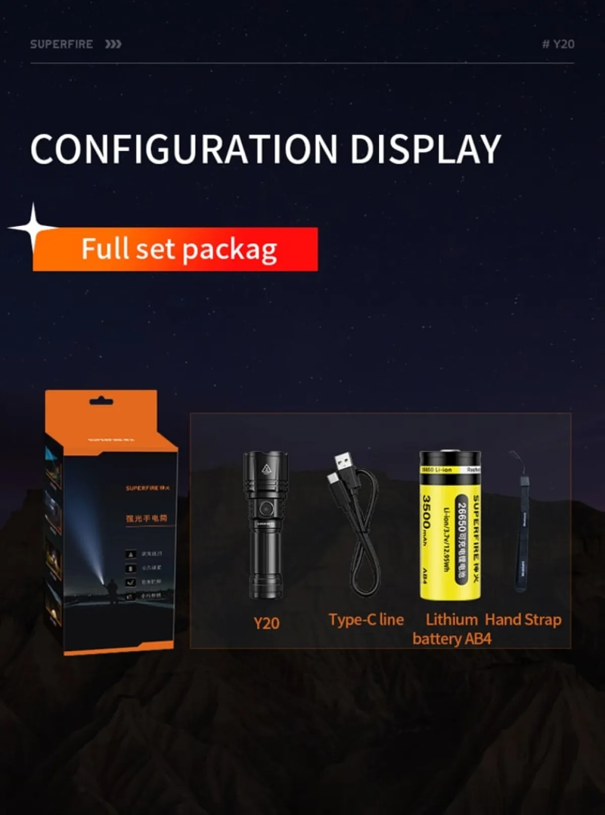 SUPERFIRE Y20 Long Range Zoomable Flashlight in Kenya