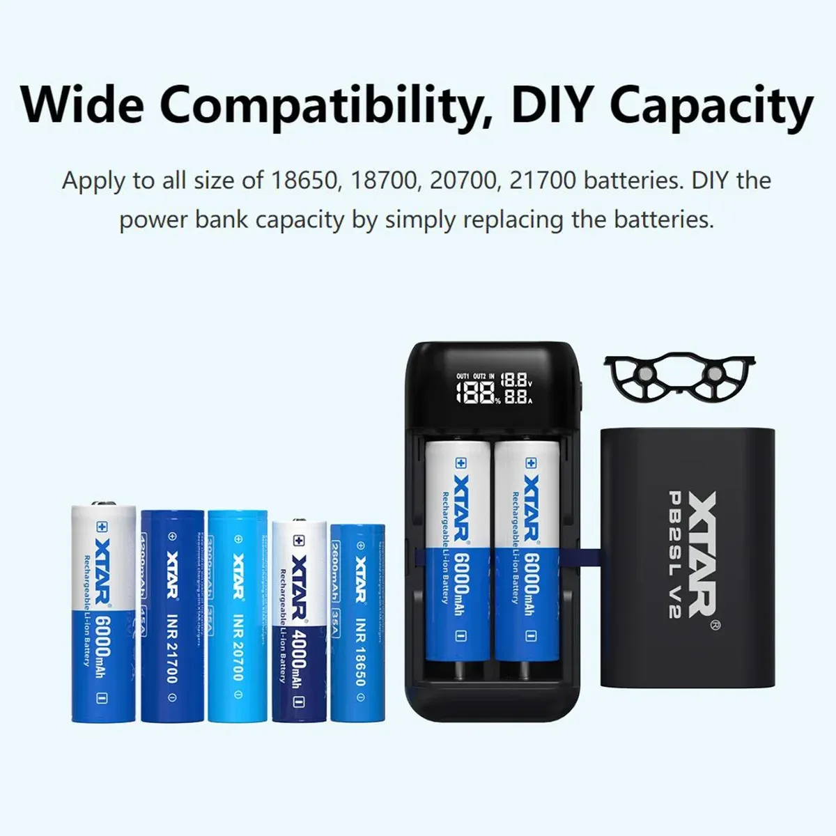 XTAR PB2SL V2 Portable 2-slots Charger & Power Bank for 18650 / 21700 Batteries in Kenya