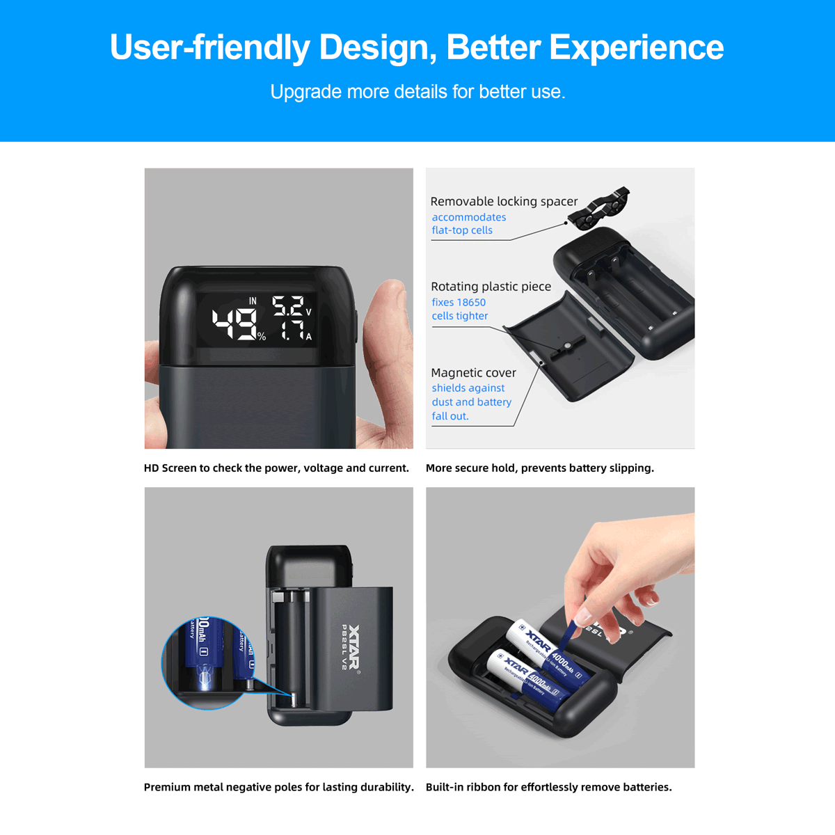XTAR PB2SL V2 2-slots Battery Charger and Power Bank for 18650 / 21700 Batteries - photo 7
