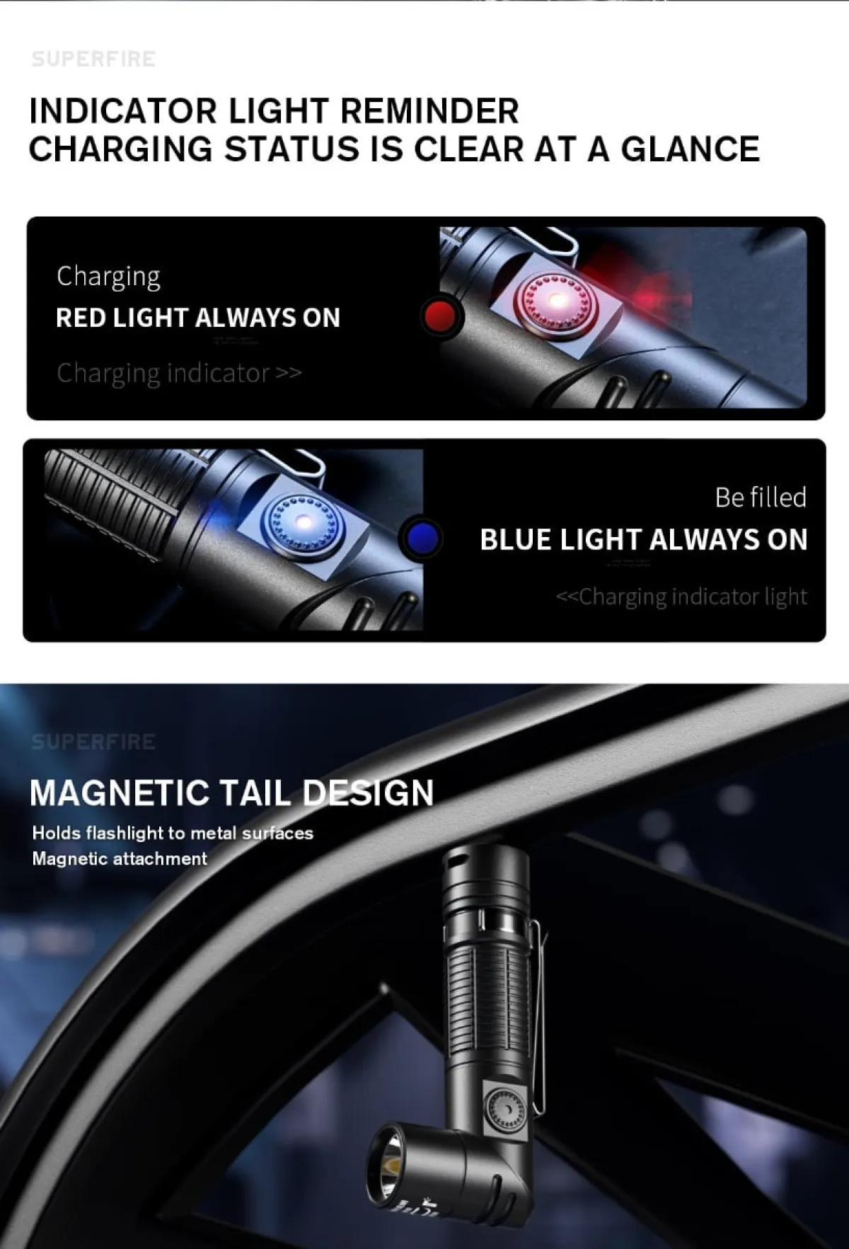 SUPERFIRE G19-S 360LM Magnetic Rechargeable Flashlight, 90° Adjustable Head, Type-C, Headlamp in Kenya