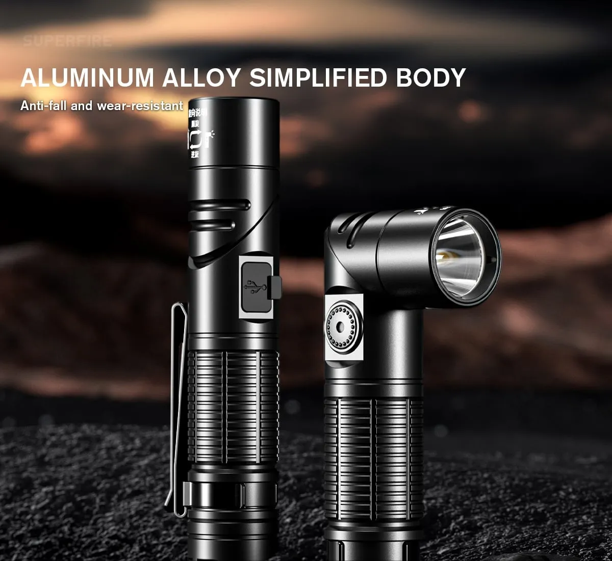 SUPERFIRE G19-S 360LM Magnetic Rechargeable Flashlight, 90° Adjustable Head, Type-C, Headlamp in Kenya